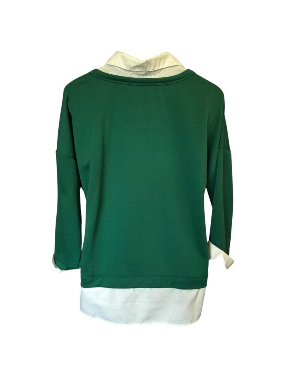 Vtg French Laundry Womens 1X Top Green Layered-Look Buttons White Collar 3/4 - Picture 5 of 15